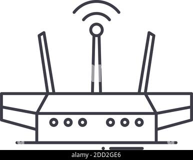 Wifi router icon, linear isolated illustration, thin line vector, web design sign, outline concept symbol with editable stroke on white background. Stock Vector