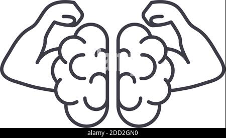 Will power icon, linear isolated illustration, thin line vector, web design sign, outline concept symbol with editable stroke on white background. Stock Vector