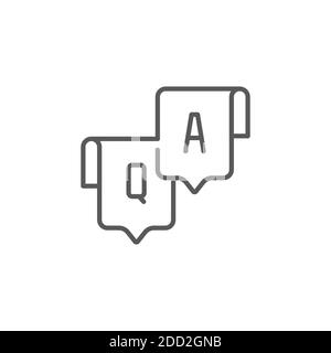 Faq icon, color, line, outline vector sign, linear style pictogram isolated on white. Symbol, logo illustration. Editable stroke. Pixel perfect Stock Vector