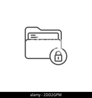 File folder security icon, color, line, outline vector sign, linear style pictogram isolated on white. Symbol, logo illustration. Editable stroke. Pix Stock Vector