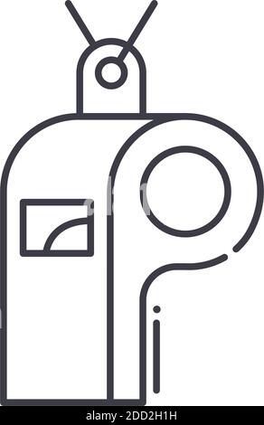 Whistle icon, linear isolated illustration, thin line vector, web design sign, outline concept symbol with editable stroke on white background. Stock Vector