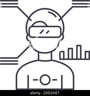 Vr simulator icon, linear isolated illustration, thin line vector, web design sign, outline concept symbol with editable stroke on white background. Stock Vector