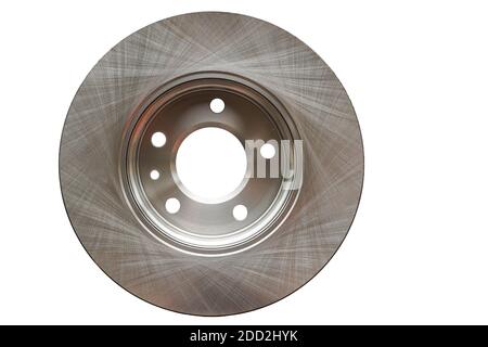 Brand new brake discs for a sedan, 5 holes, 114.3 split in white. Stock Photo