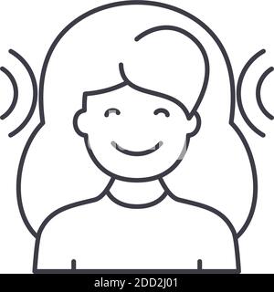 Voice recognition icon, linear isolated illustration, thin line vector, web design sign, outline concept symbol with editable stroke on white Stock Vector