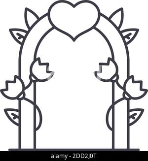Wedding arch icon, linear isolated illustration, thin line vector, web design sign, outline concept symbol with editable stroke on white background. Stock Vector