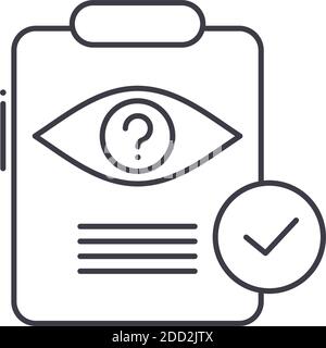 Vision checklist icon, linear isolated illustration, thin line vector, web design sign, outline concept symbol with editable stroke on white Stock Vector
