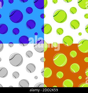 set of seamless patterns with tennis ball. Sport equipment. Ornament for printing and decoration of sports competitions. Vector Stock Vector