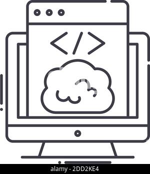 Web coding icon, linear isolated illustration, thin line vector, web design sign, outline concept symbol with editable stroke on white background. Stock Vector
