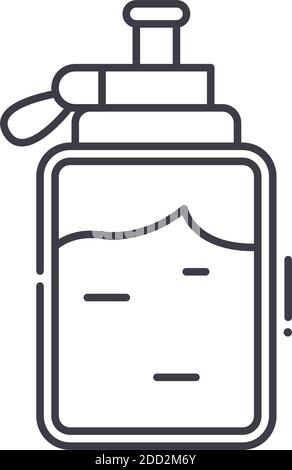 Water flask icon, linear isolated illustration, thin line vector, web design sign, outline concept symbol with editable stroke on white background. Stock Vector