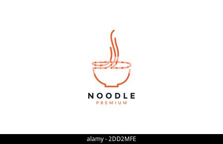 noodle with bowl line modern simple logo vector icon illustration design Stock Vector