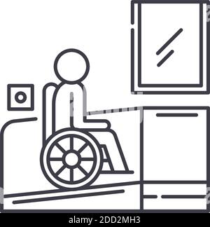 Way for disabled icon, linear isolated illustration, thin line vector, web design sign, outline concept symbol with editable stroke on white Stock Vector