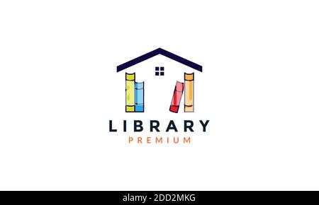 book library with home house  abstract logo vector icon illustration design Stock Vector