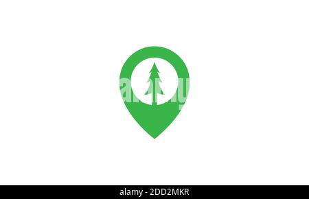 spruce pine fir tree with pin map location logo vector icon illustration design Stock Vector