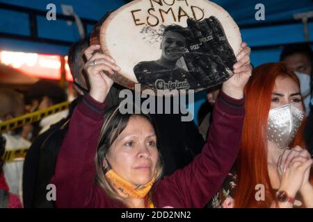 Bogota, Colombia. 23rd Nov, 2020. Dilan Cruz's mother at the tribute for the murder of Dilan Cruz by an ESMAD agent. Credit: Daniel Garzon Herazo/ZUMA Wire/Alamy Live News Stock Photo