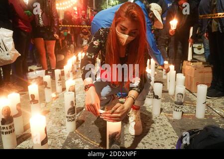 Bogota, Colombia. 23rd Nov, 2020. Dilan Cruz's sister at the tribute for the murder of Dilan Cruz by an ESMAD agent. Credit: Daniel Garzon Herazo/ZUMA Wire/Alamy Live News Stock Photo