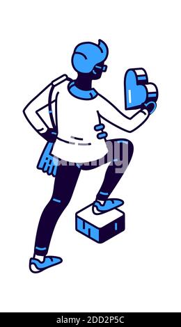 Young guy carries a heart in his hands, isometric vector illustration. Concept for donation, charity, selfless care Stock Vector