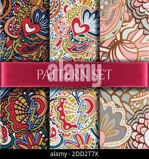 Vector collection of seamless floral flower pattern. Spring summer roses in pastel colors. Stock Vector