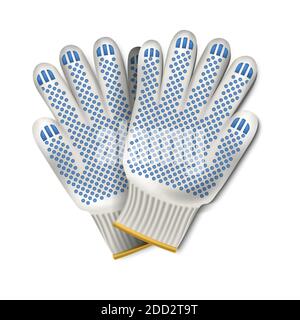 3d realistic vector icon illustration of worker gloves. Isolated on white background. Stock Vector
