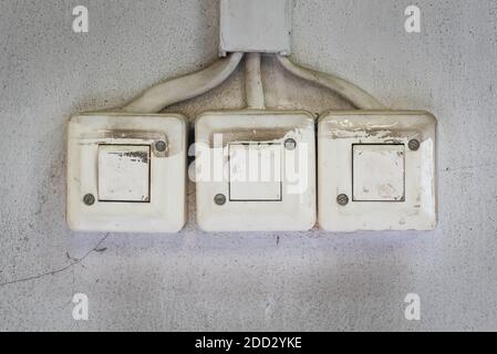 Retro vintage light switches and plug socket Stock Photo - Alamy