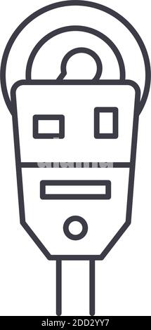 Parking meter concept icon, linear isolated illustration, thin line vector, web design sign, outline concept symbol with editable stroke on white Stock Vector