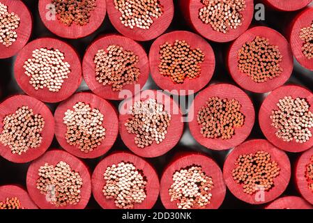 Copper electrical cable cross section Stock Photo