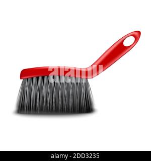 3d realistic vector kitchen or bathroom brush for cleaning dust or rubbish. Isolated on white background. Stock Vector