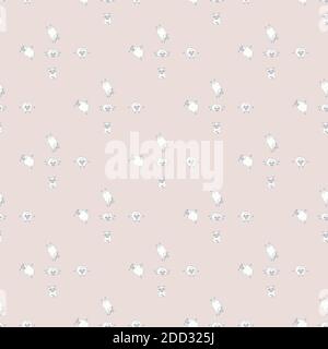 Seamless patterns. Yoga for pets. Cute white sheep in asanas and meditation, doing fitness. Vector illustration on a light pink background. Farm Stock Vector