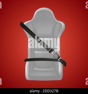 3d realistic vector safety background on red. Fasten your seat sign with fasten belt and car seat. Stock Vector