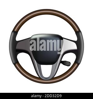 3d realistic car steering wheel, isolated on white background. Stock Vector