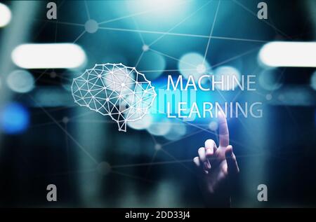 Machine Deep learning algorithms and AI Artificial intelligence. Internet and technology concept on virtual screen Stock Photo