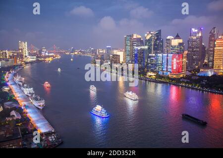 Shanghai urban construction scenery at night Stock Photo