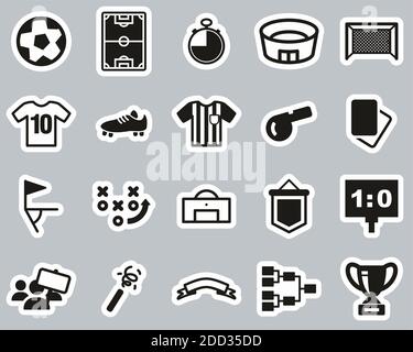 Football Or American Football Icons White On Black Sticker Set Big Stock  Vector Image & Art - Alamy