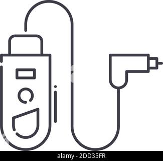 Outdoor timer with remote icon, linear isolated illustration, thin line vector, web design sign, outline concept symbol with editable stroke on white Stock Vector