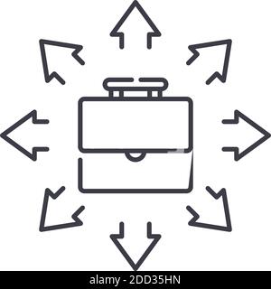 Outsource work icon, linear isolated illustration, thin line vector, web design sign, outline concept symbol with editable stroke on white background. Stock Vector