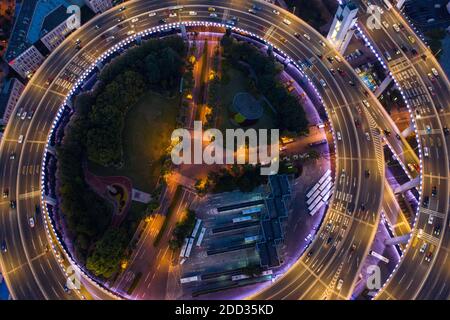 Shanghai Nanpu Bridge at night Stock Photo