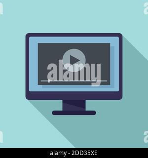 Monitor screen recording icon, flat style Stock Vector