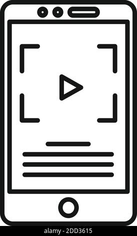 Smartphone screen recording icon, outline style Stock Vector