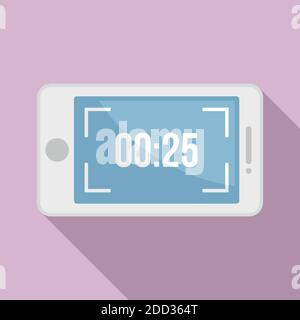 Time screen recording icon, flat style Stock Vector