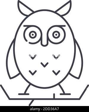 Owl icon, linear isolated illustration, thin line vector, web design sign, outline concept symbol with editable stroke on white background. Stock Vector