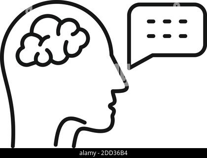 Brain speech therapist icon, outline style Stock Vector