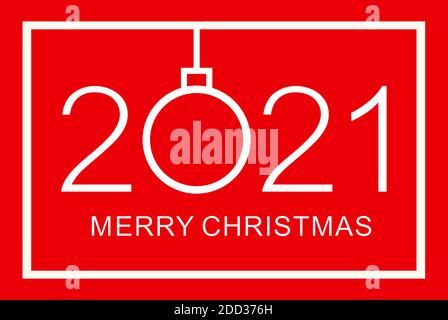 Merry Christmas design template. Merry Christmas 2021. Isolated vector illustration on red background. Stock Vector