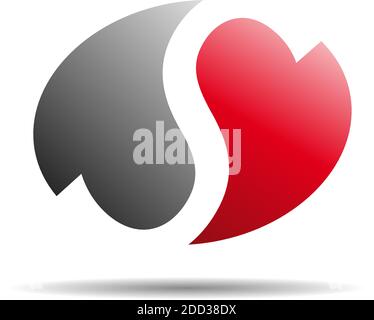 Vector sign letter S, two hearts Stock Vector