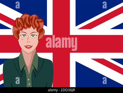 British people front of the flag Stock Vector