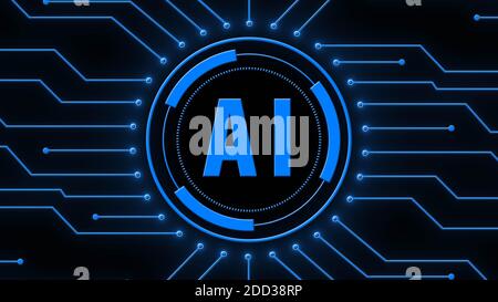 AI - Artificial Intelligence background - Abstract concept of cyber technology and automation Stock Photo