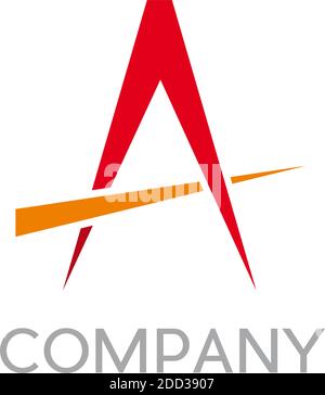Vector sign letter A, compass Stock Vector