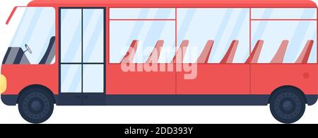Red empty bus flat color vector object Stock Vector