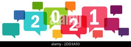 eps vector file with new year greetings with colored speech bubbles and text 2021 Stock Vector