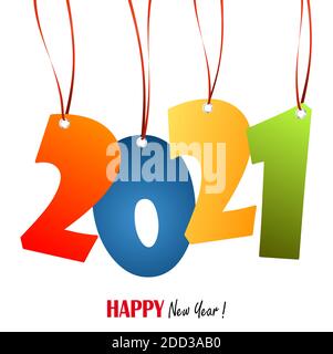 colored hang tags with numbers 2021 for New Year greetings Stock Vector