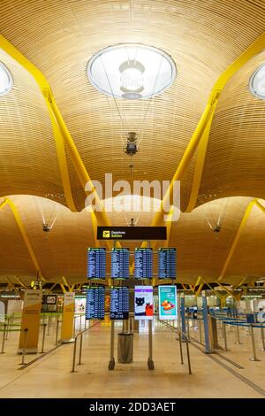 Madrid, Spain - November 21, 2019: Terminal 4 of Madrid Barajas Airport in Spain. Stock Photo
