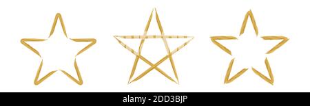 Gold star brush strokes symbols vector for decoration isolated on white background. Stock Vector